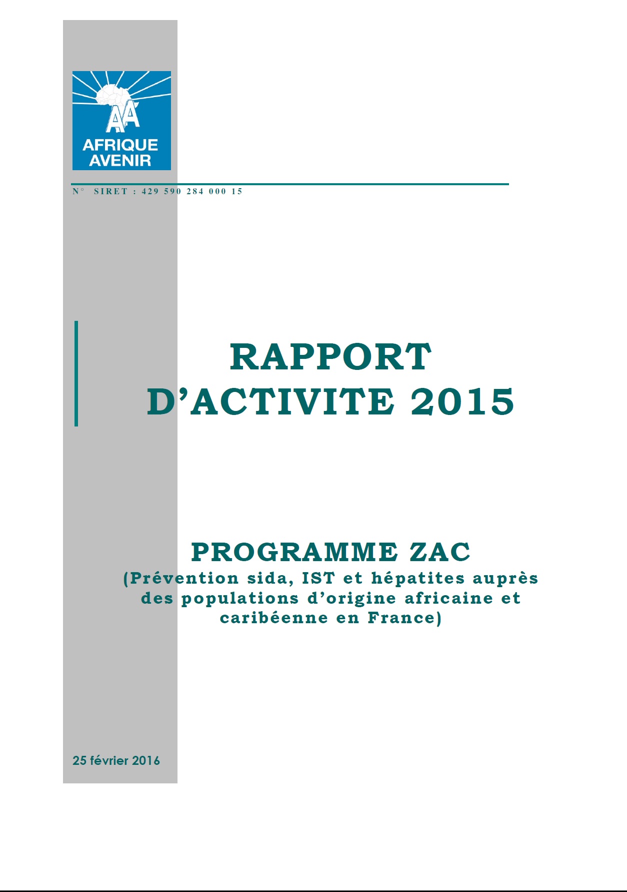 RAPPORT D’ACTIVITE 2015