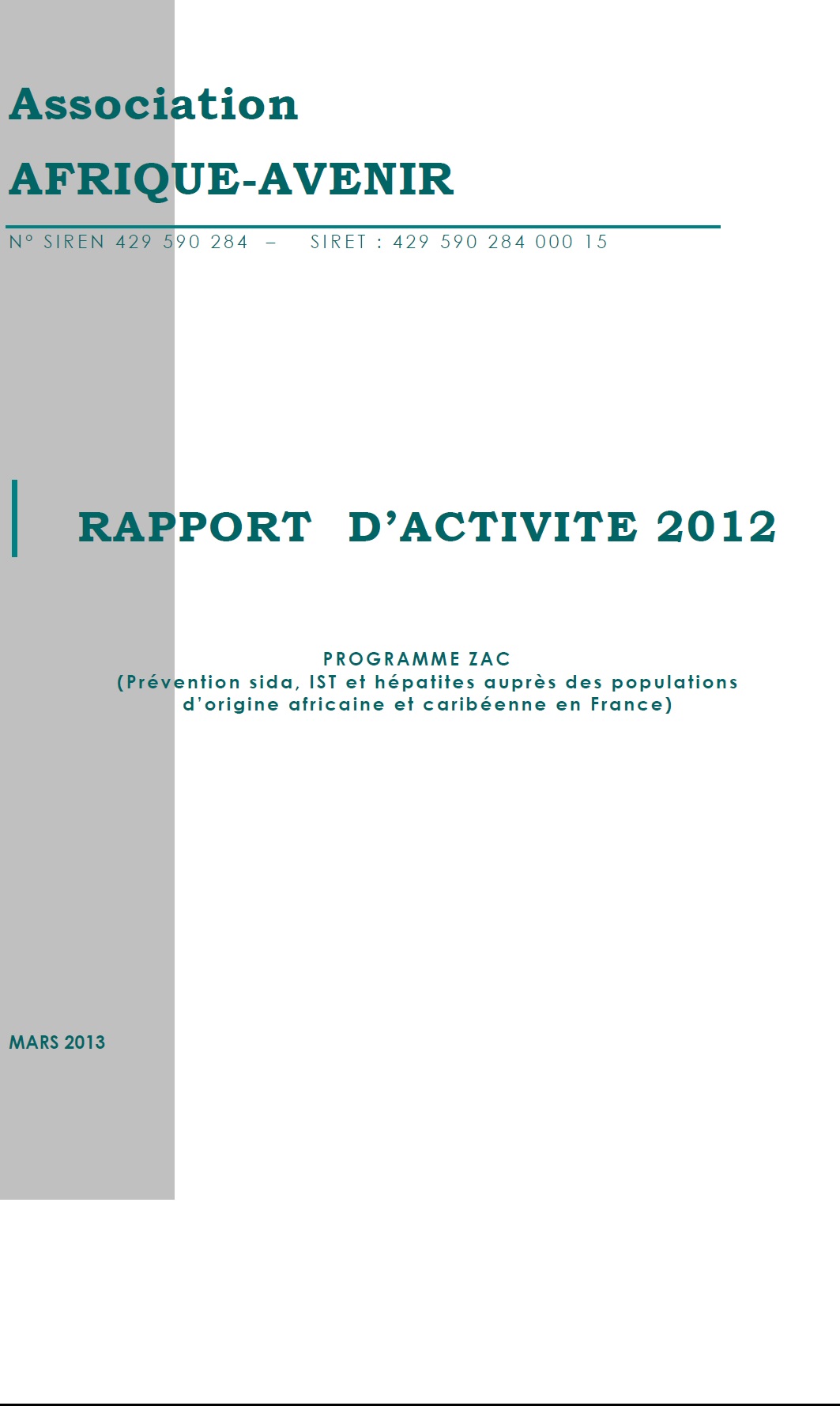 RAPPORT D’ACTIVITE 2012
